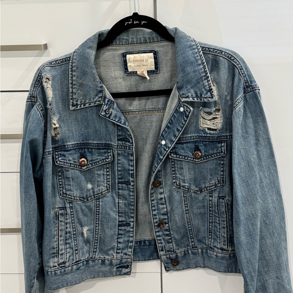 Forever 21 Distressed Denim Jacket